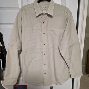 TravelSmith Vintage Men's Light Tan Shirt Jacket..Removable Sleeves!